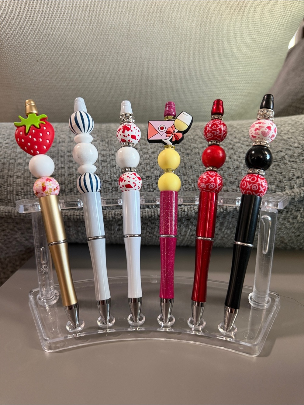 NWOT Set of 6  Love Decorative Beaded Pens - Mixed Colors